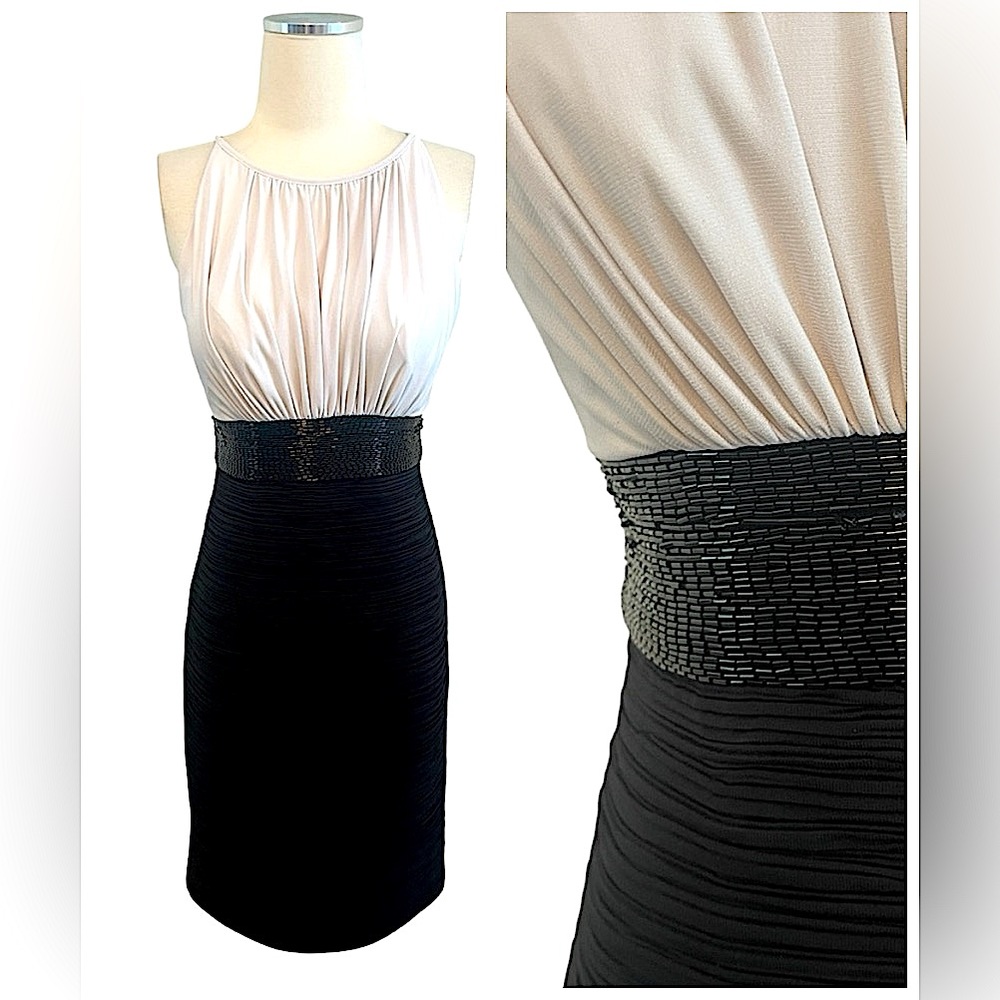 BOUTIQUE Elegant Black and White Sleeveless Cocktail Dress Sz 2